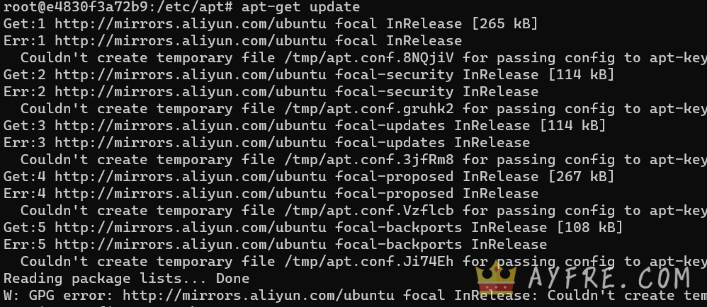 Ubuntu20.04更新源提示Couldn’t create temporary file-吾爱博客